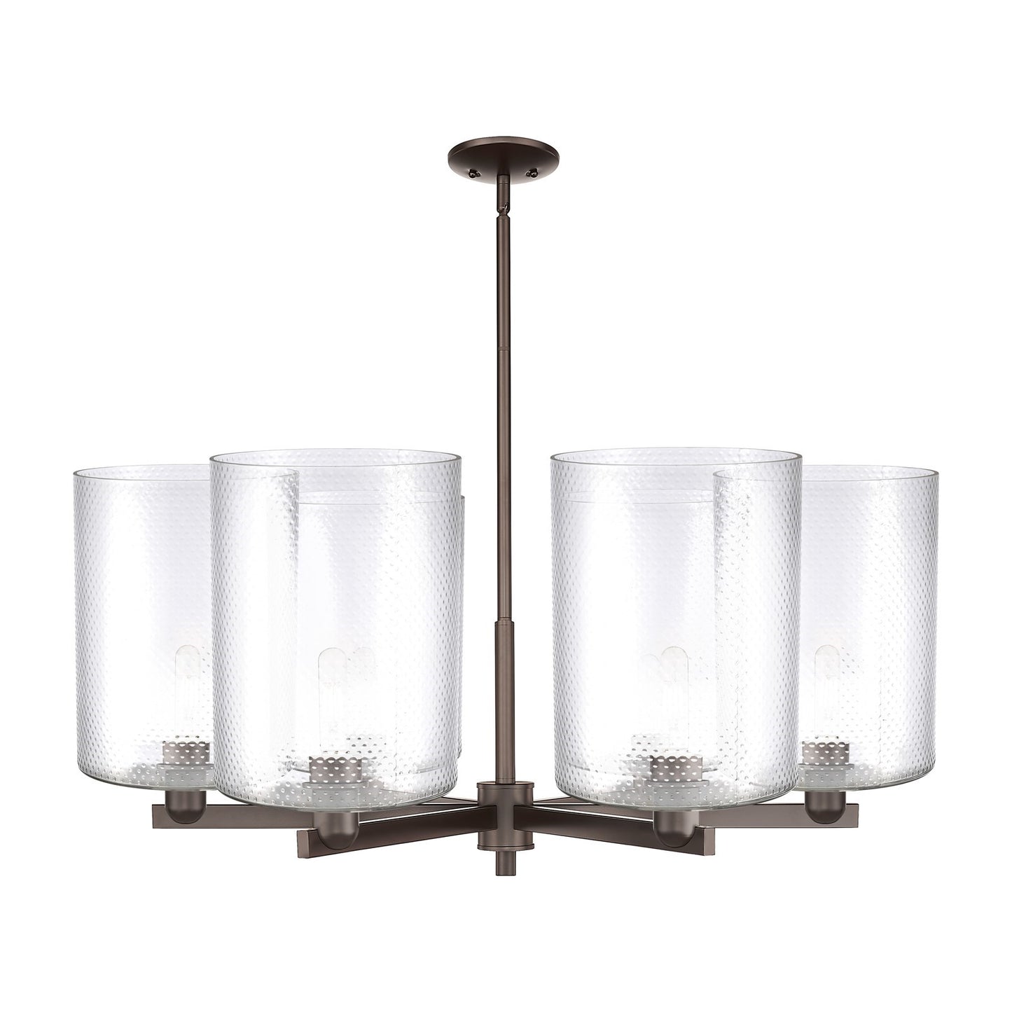 Innovations Cobbleskill 39in 6-Light Chandelier | Industrial Oil Rubbed Bronze Steel and Clear Glass | Dining Room & Living Room | Model 716-6CR-OB-G112-L