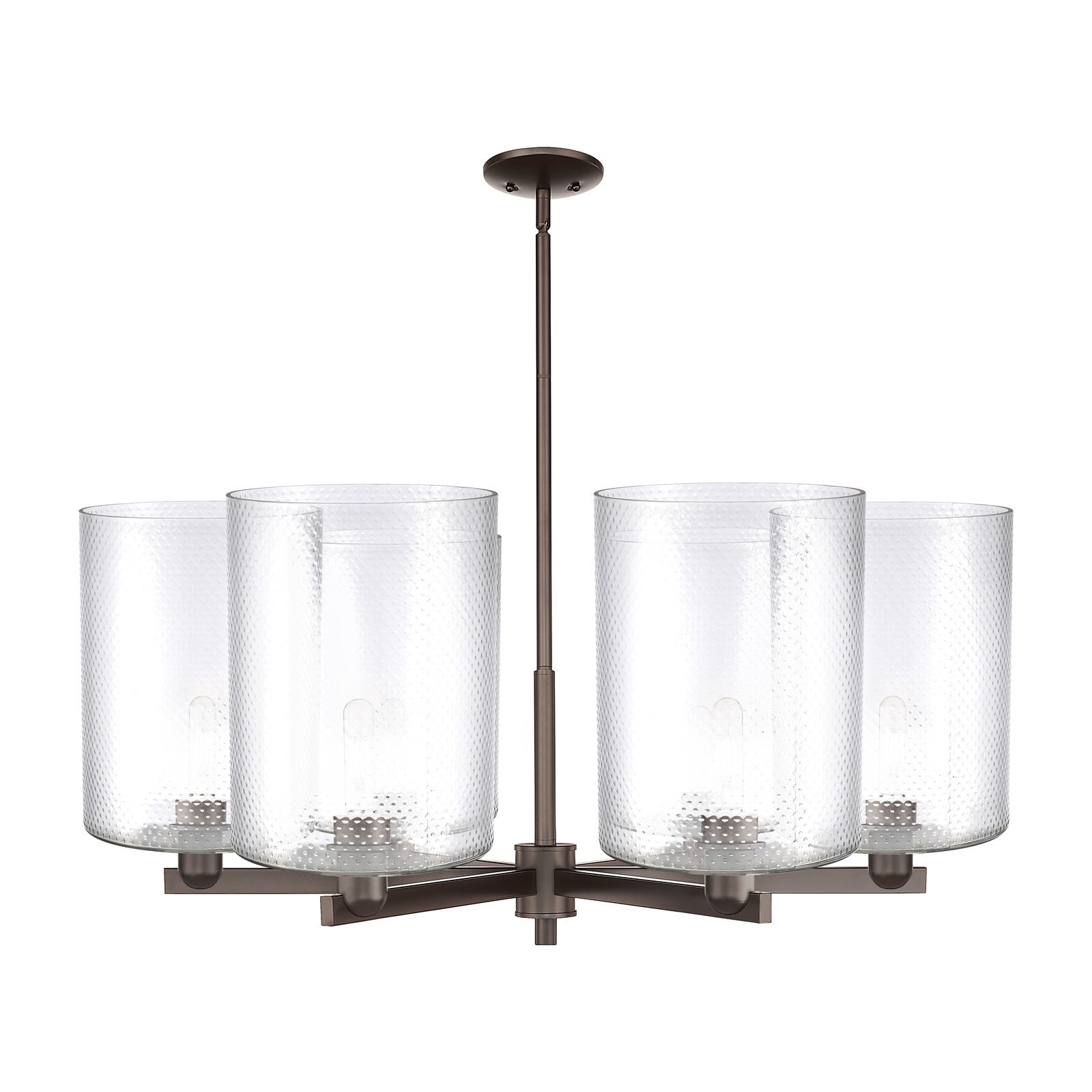 Innovations Cobbleskill 39in 6-Light Chandelier | Industrial Oil Rubbed Bronze Steel and Clear Glass | Dining Room & Living Room | Model 716-6CR-OB-G112-L