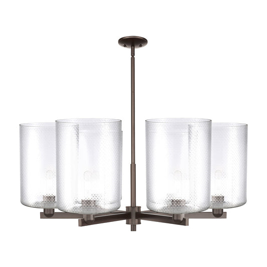 Innovations Cobbleskill 39in 6-Light Chandelier | Industrial Oil Rubbed Bronze Steel and Clear Glass | Dining Room & Living Room | Model 716-6CR-OB-G112-L