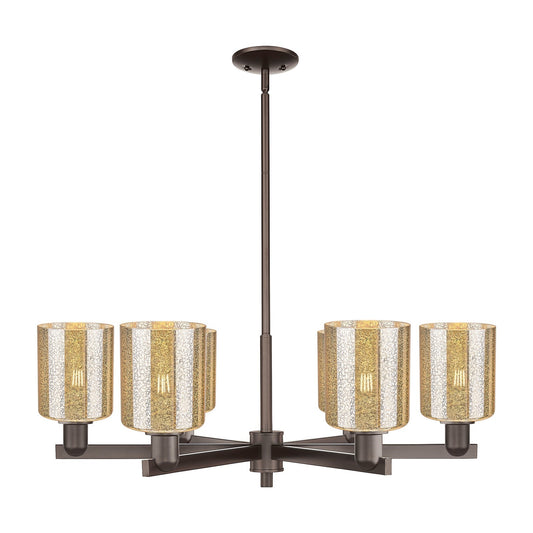 Innovations Cobbleskill 35in 6-Light Chandelier | Industrial Oil Rubbed Bronze Steel and Mercury Glass Drum Shade | Dining Room & | Model 716-6CR-OB-G116