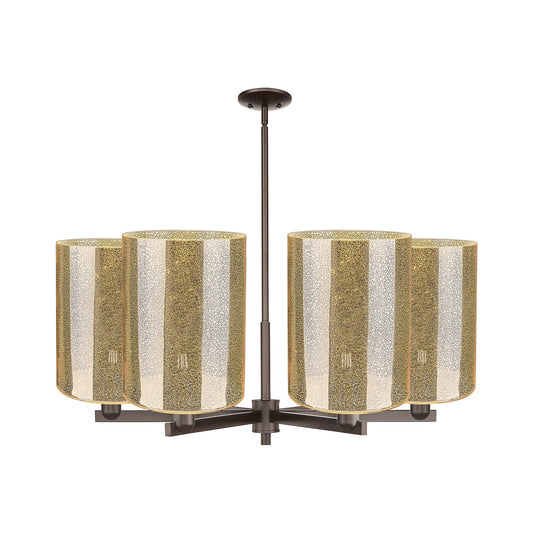 Innovations Cobbleskill 39in 6-Light Chandelier | Industrial Oil Rubbed Bronze Steel and Mercury Glass Drum Shade | Dining Room | Model 716-6CR-OB-G116-L