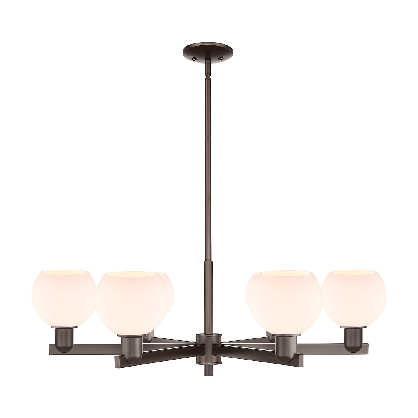 Innovations Athens 36in 6-Light Chandelier | Industrial Oil Rubbed Bronze and Matte White Glass | Dining Room & Living Room | Model 716-6CR-OB-G121-6