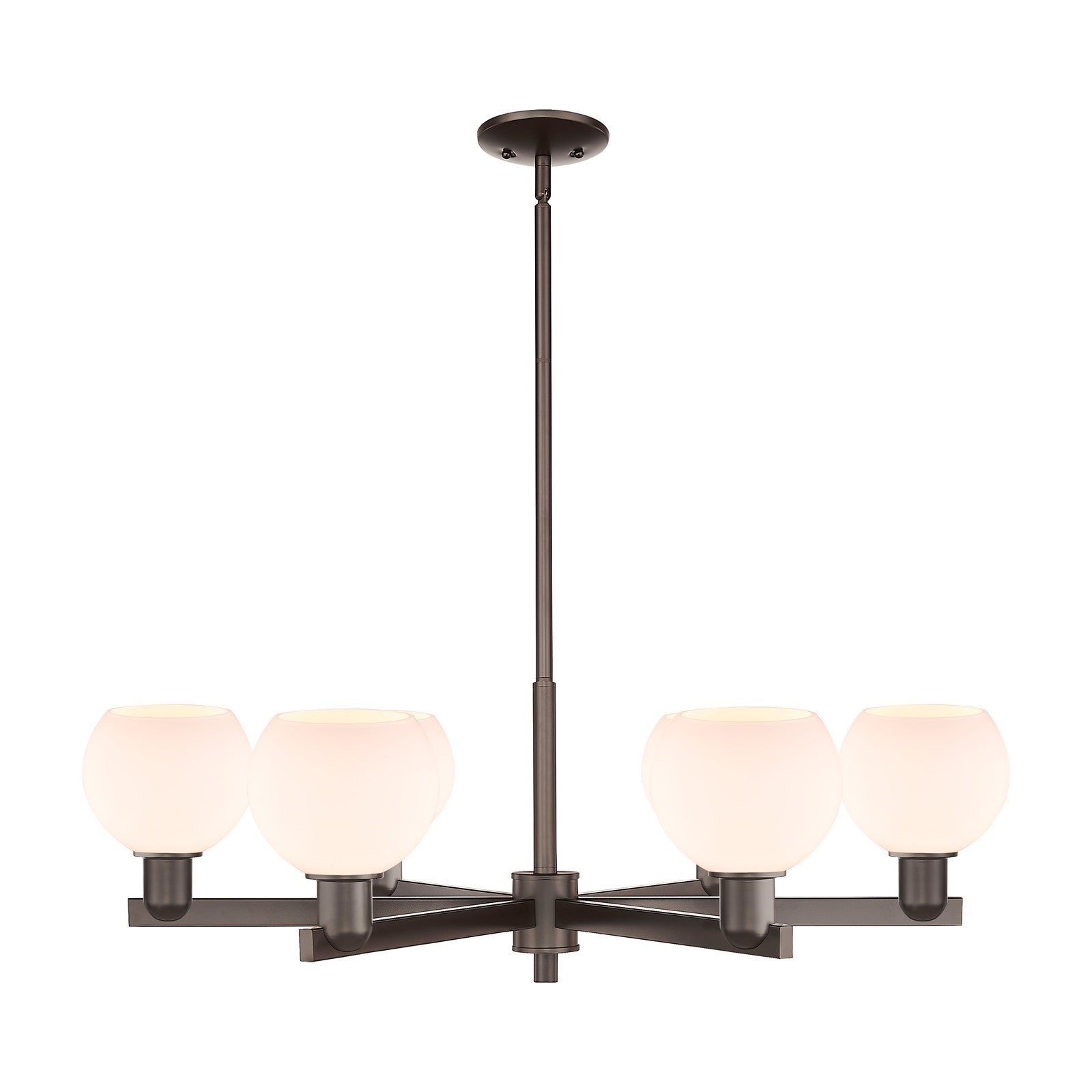 Innovations Athens 36in 6-Light Chandelier | Industrial Oil Rubbed Bronze and Matte White Glass | Dining Room & Living Room | Model 716-6CR-OB-G121-6