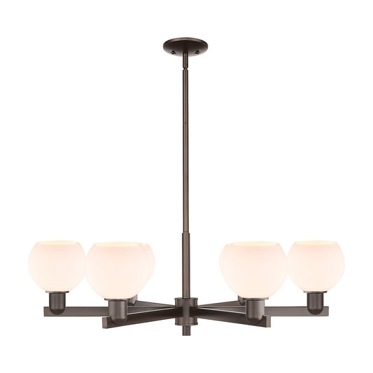 Innovations Athens 36in 6-Light Chandelier | Industrial Oil Rubbed Bronze and Matte White Glass | Dining Room & Living Room | Model 716-6CR-OB-G121-6