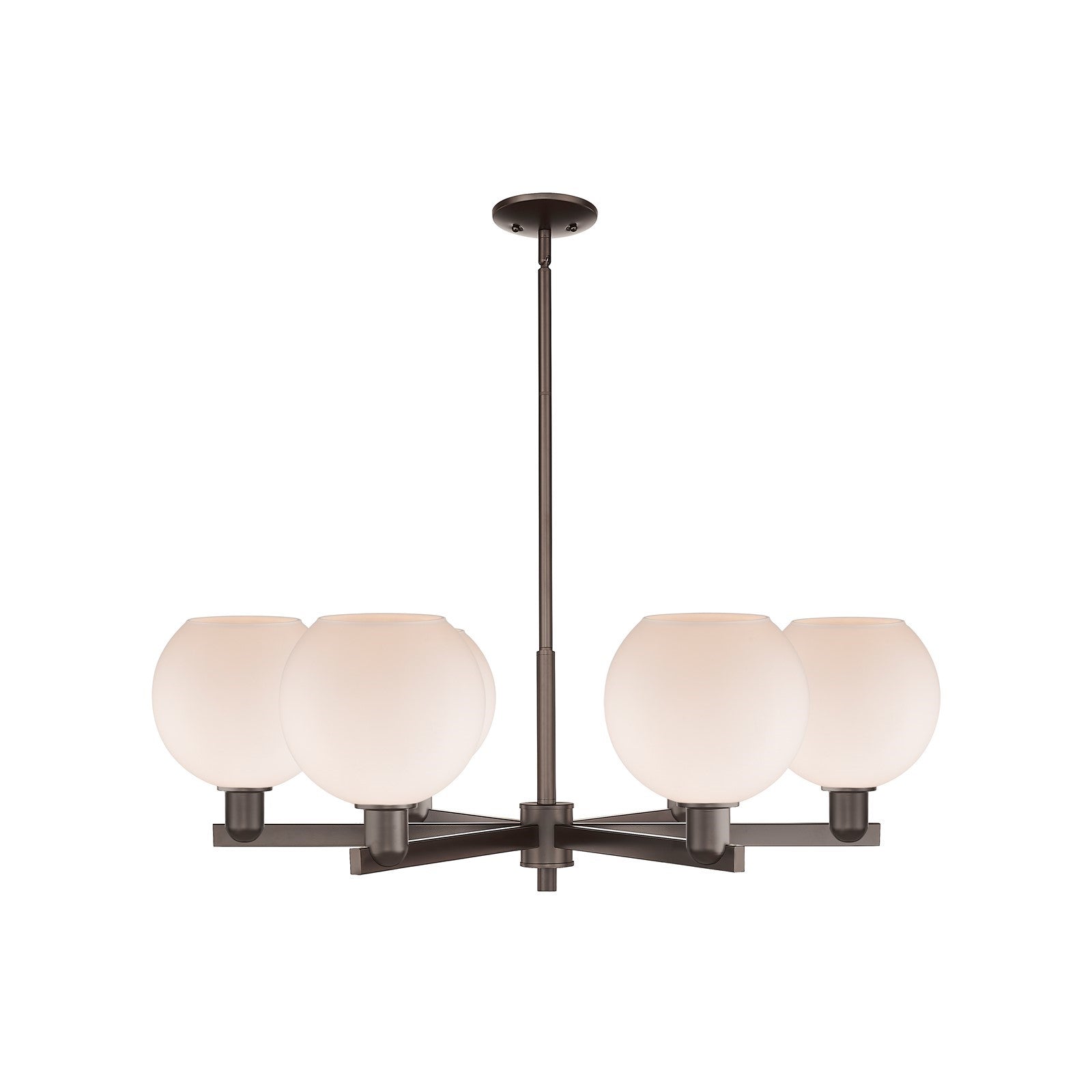 Innovations Athens 38in 6-Light Chandelier | Industrial Oil Rubbed Bronze and Matte White Glass | Dining Room & Living Room | Model 716-6CR-OB-G121-8