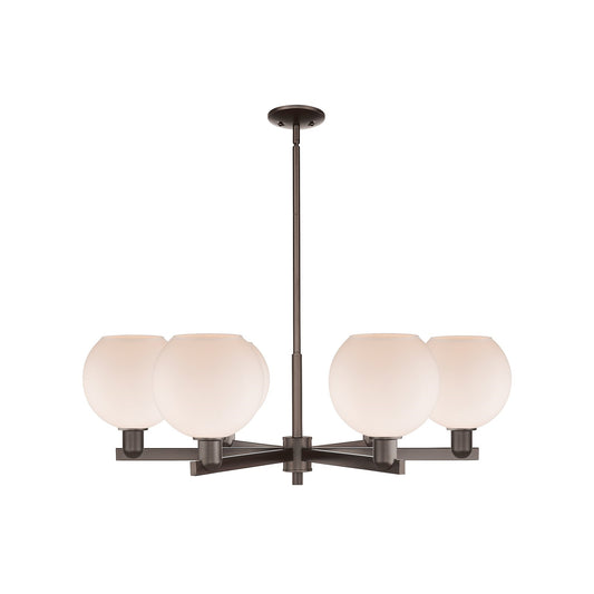 Innovations Athens 38in 6-Light Chandelier | Industrial Oil Rubbed Bronze and Matte White Glass | Dining Room & Living Room | Model 716-6CR-OB-G121-8