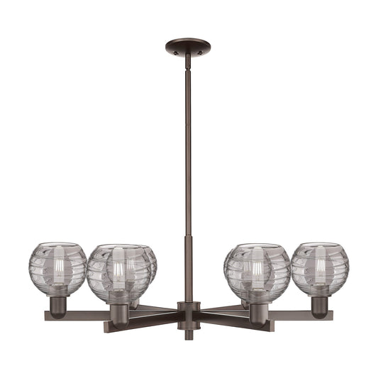 Innovations Athens Deco Swirl 24in 6-Light Chandelier | Industrial Oil Rubbed Bronze and Light Smoke Glass | Dining Room & | Model 716-6CR-OB-G1213-6SM