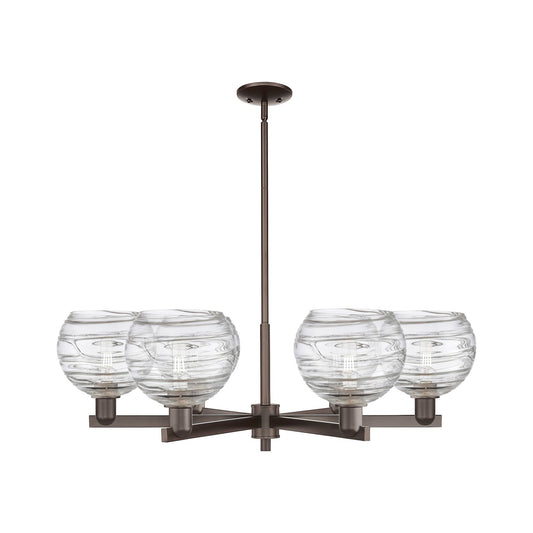Innovations Athens Deco Swirl 38in 6-Light Chandelier | Industrial Oil Rubbed Bronze Steel and Clear Deco Swirl Glass | Model 716-6CR-OB-G1213-8CL