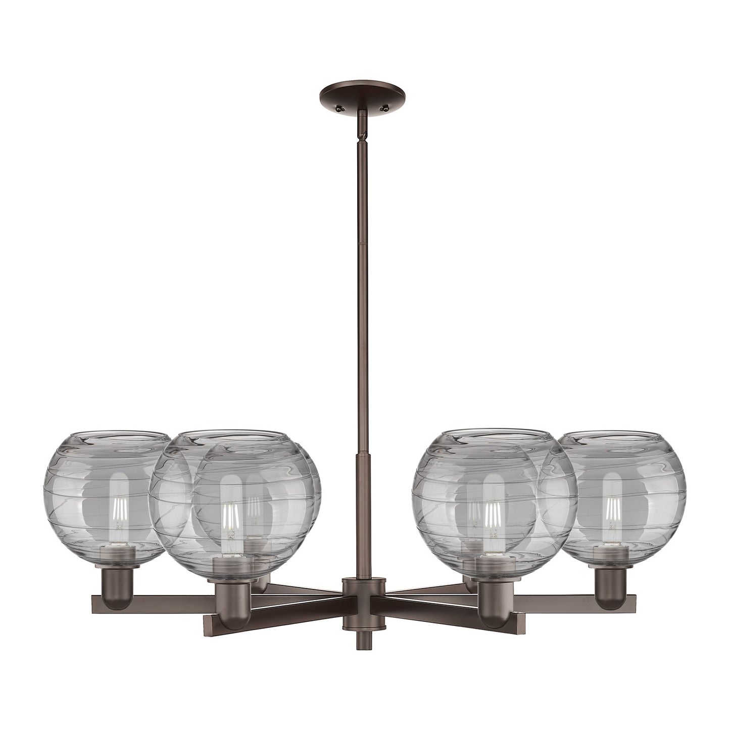 Innovations Athens Deco Swirl 38in 6-Light Chandelier | Industrial Oil Rubbed Bronze and Light Smoke Glass | Dining Room & | Model 716-6CR-OB-G1213-8SM