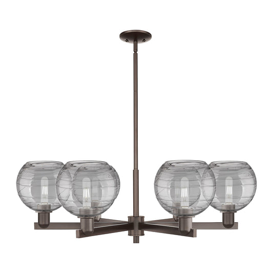 Innovations Athens Deco Swirl 38in 6-Light Chandelier | Industrial Oil Rubbed Bronze and Light Smoke Glass | Dining Room & | Model 716-6CR-OB-G1213-8SM