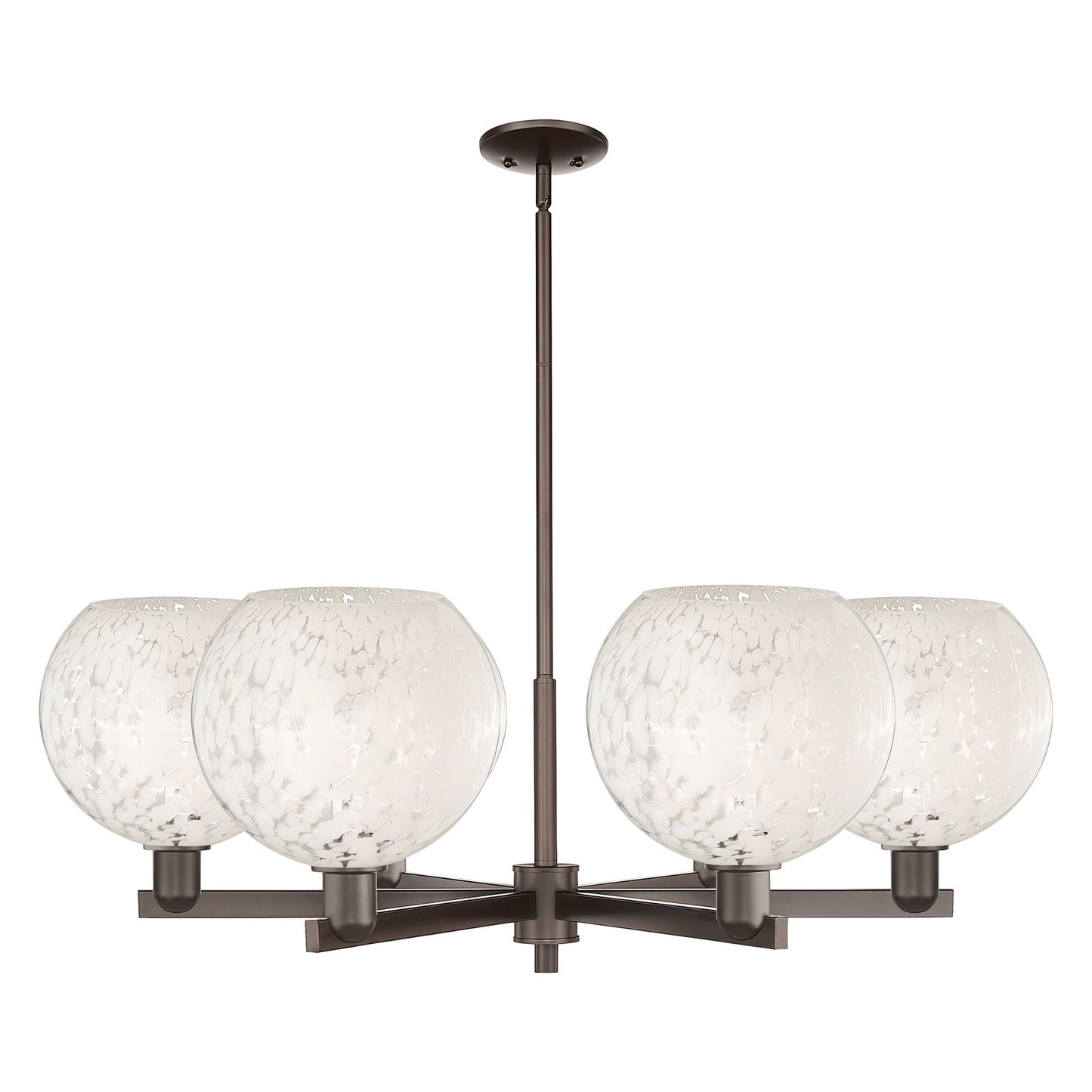 Innovations Lighting Arcadia 40in 6-Light Chandelier | Industrial Oil Rubbed Bronze and White Mouchette Glass | Dining Room | Model 716-6CR-OB-G1216-10WM