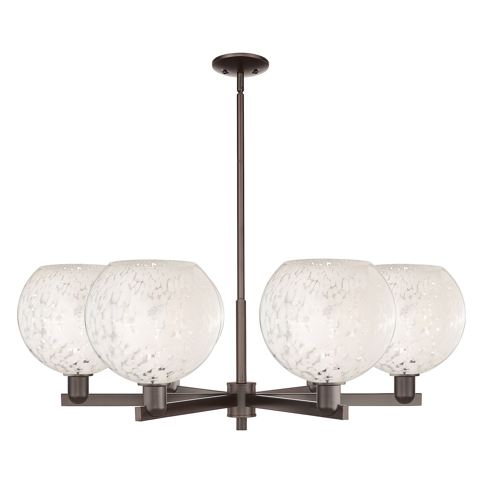 Innovations Lighting Arcadia 40in 6-Light Chandelier | Industrial Oil Rubbed Bronze and White Mouchette Glass | Dining Room | Model 716-6CR-OB-G1216-10WM