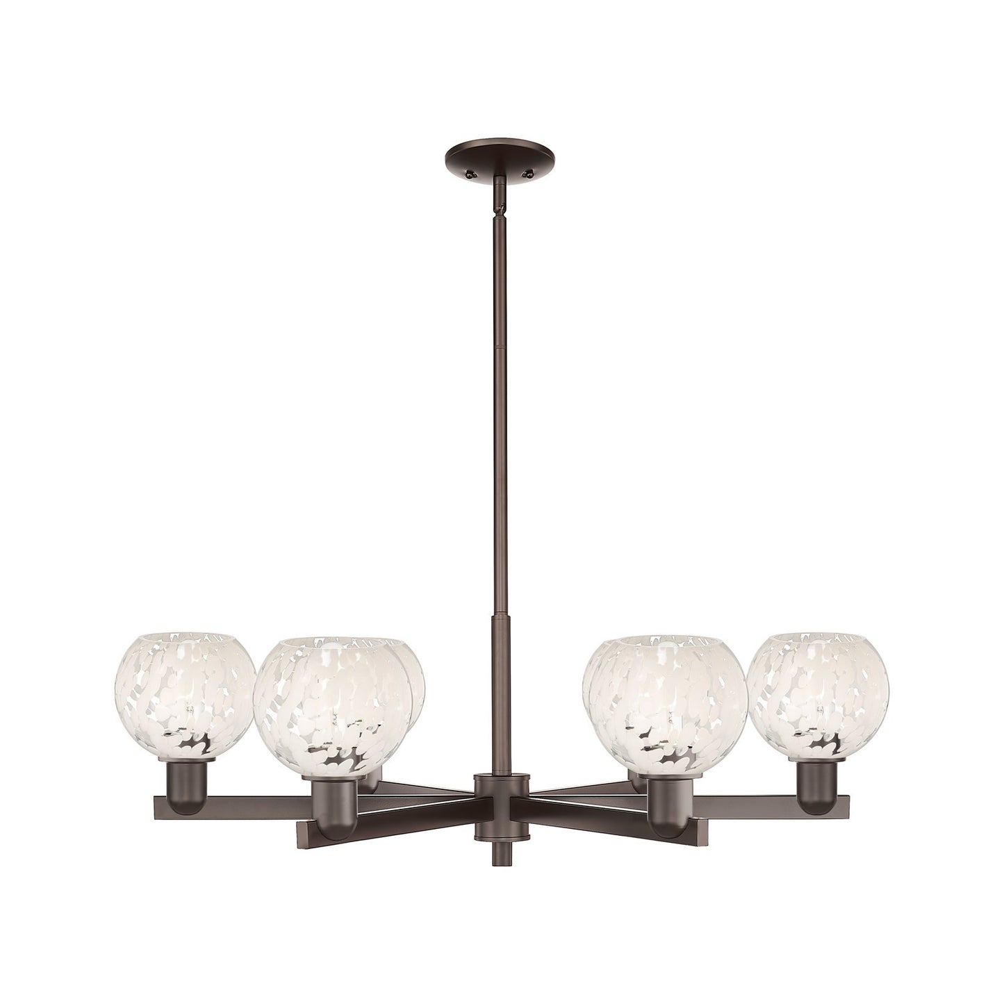 Innovations Lighting Arcadia 36in 6-Light Chandelier | Industrial Oil Rubbed Bronze and White Mouchette Glass | Dining Room & | Model 716-6CR-OB-G1216-6WM