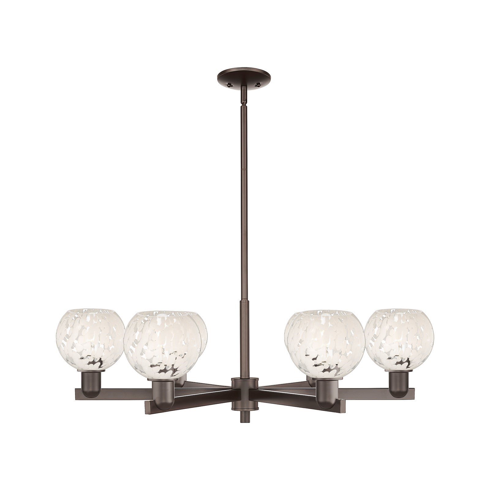 Innovations Lighting Arcadia 36in 6-Light Chandelier | Industrial Oil Rubbed Bronze and White Mouchette Glass | Dining Room & | Model 716-6CR-OB-G1216-6WM