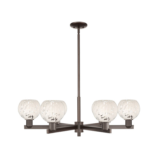 Innovations Lighting Arcadia 36in 6-Light Chandelier | Industrial Oil Rubbed Bronze and White Mouchette Glass | Dining Room & | Model 716-6CR-OB-G1216-6WM