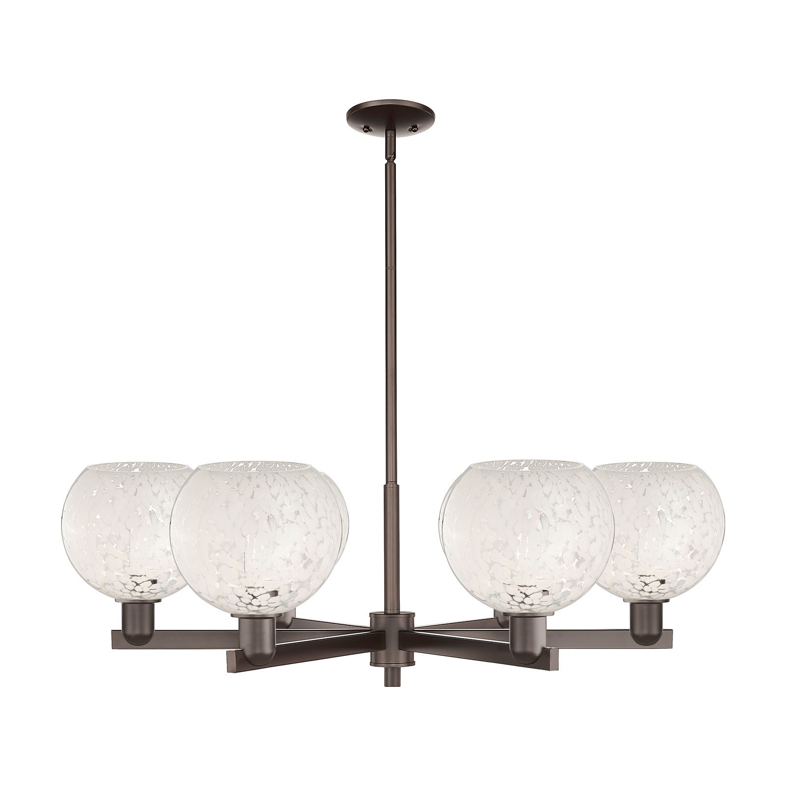 Innovations Lighting Arcadia 38in 6-Light Chandelier | Industrial Oil Rubbed Bronze and White Mouchette Glass | Dining Room & | Model 716-6CR-OB-G1216-8WM