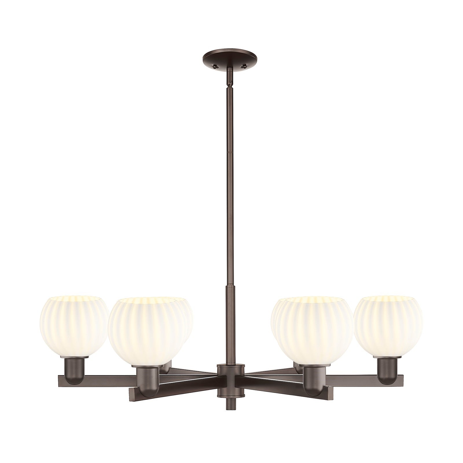 Innovations Lighting Arcadia 36in 6-Light Chandelier | Industrial Oil Rubbed Bronze and White Venetian Glass | Dining Room & | Model 716-6CR-OB-G1217-6WV