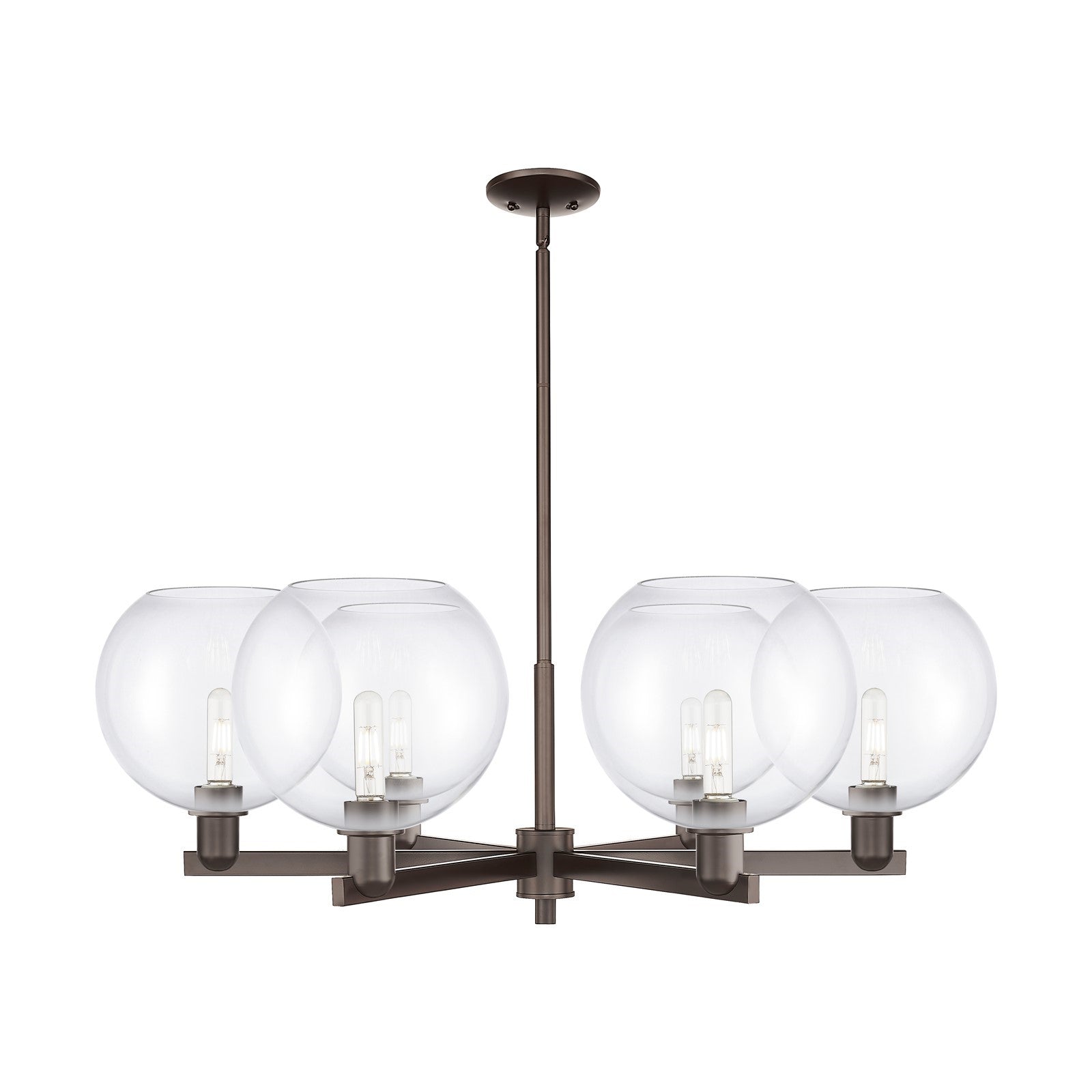 Innovations Athens 40in 6-Light Chandelier | Industrial Oil Rubbed Bronze Steel and Clear Glass | Dining Room & Living Room | Model 716-6CR-OB-G122-10