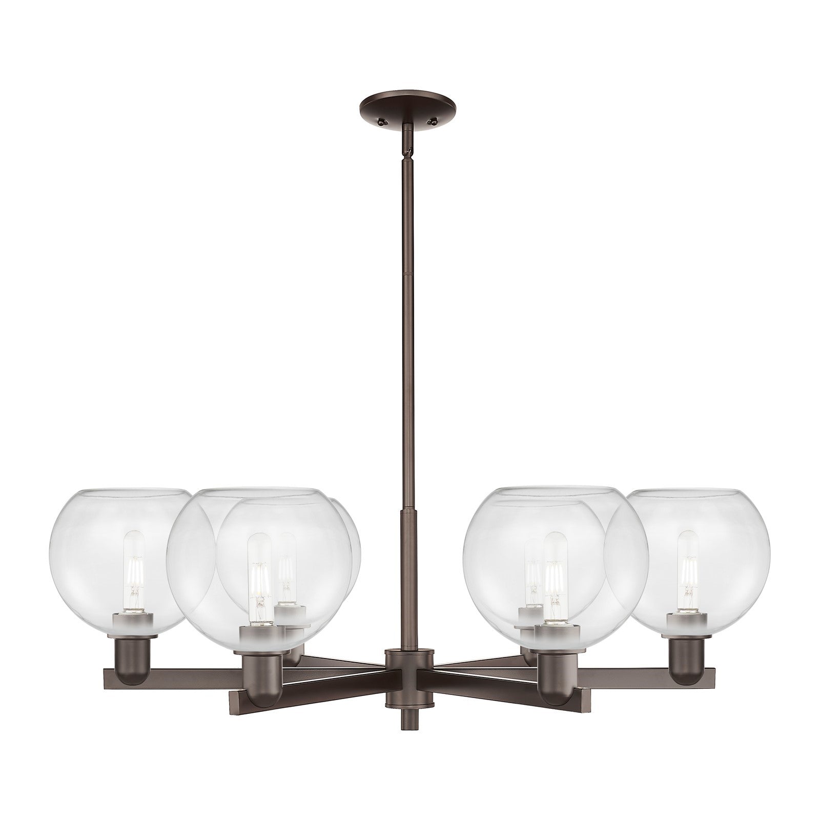 Innovations Athens 38in 6-Light Chandelier | Industrial Oil Rubbed Bronze Steel and Clear Glass | Dining Room & Living Room | Model 716-6CR-OB-G122-8