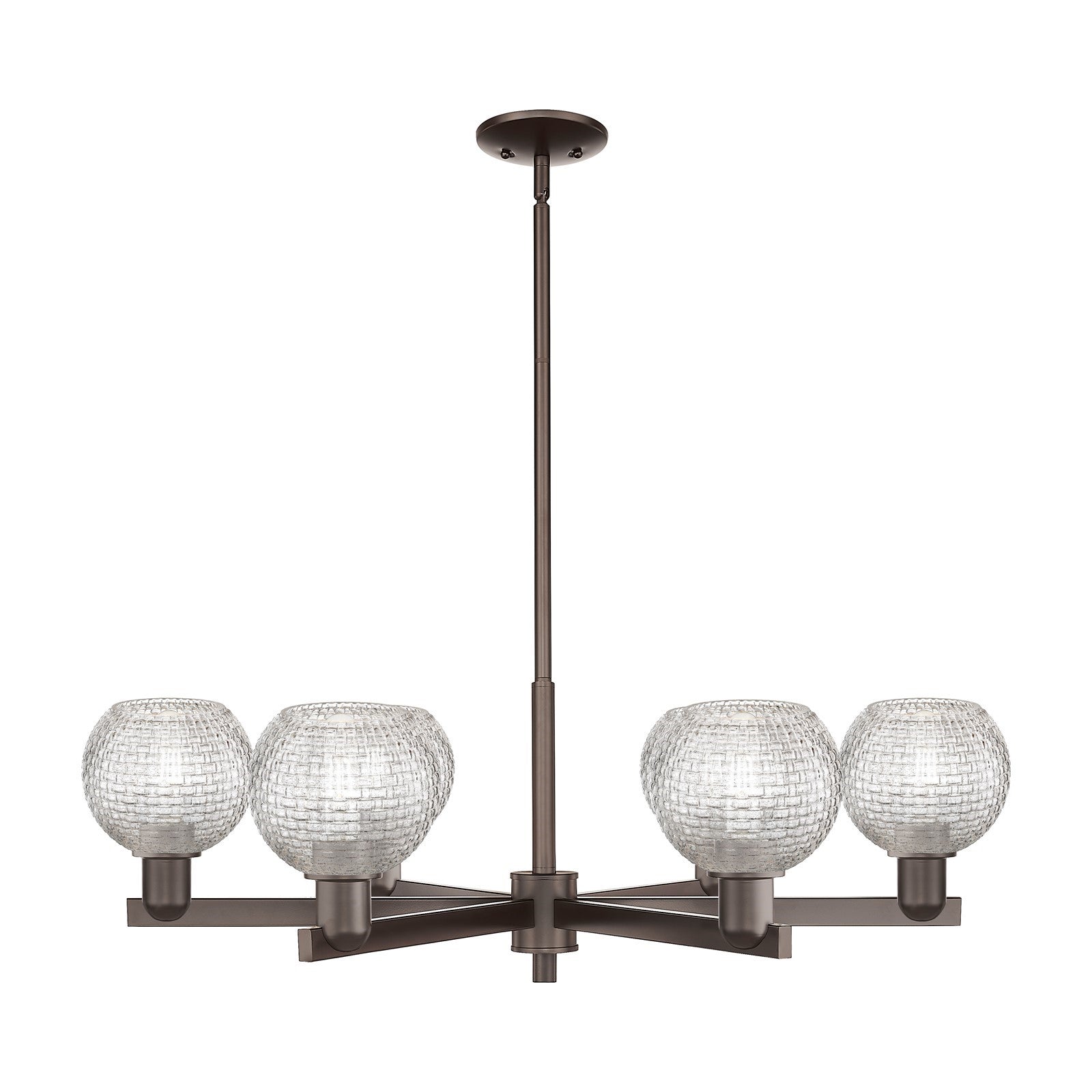 Innovations Athens 36in 6-Light Chandelier | Industrial Oil Rubbed Bronze Steel and Clear Basket Weave Glass | Dining Room & | Model 716-6CR-OB-G122C-6CL