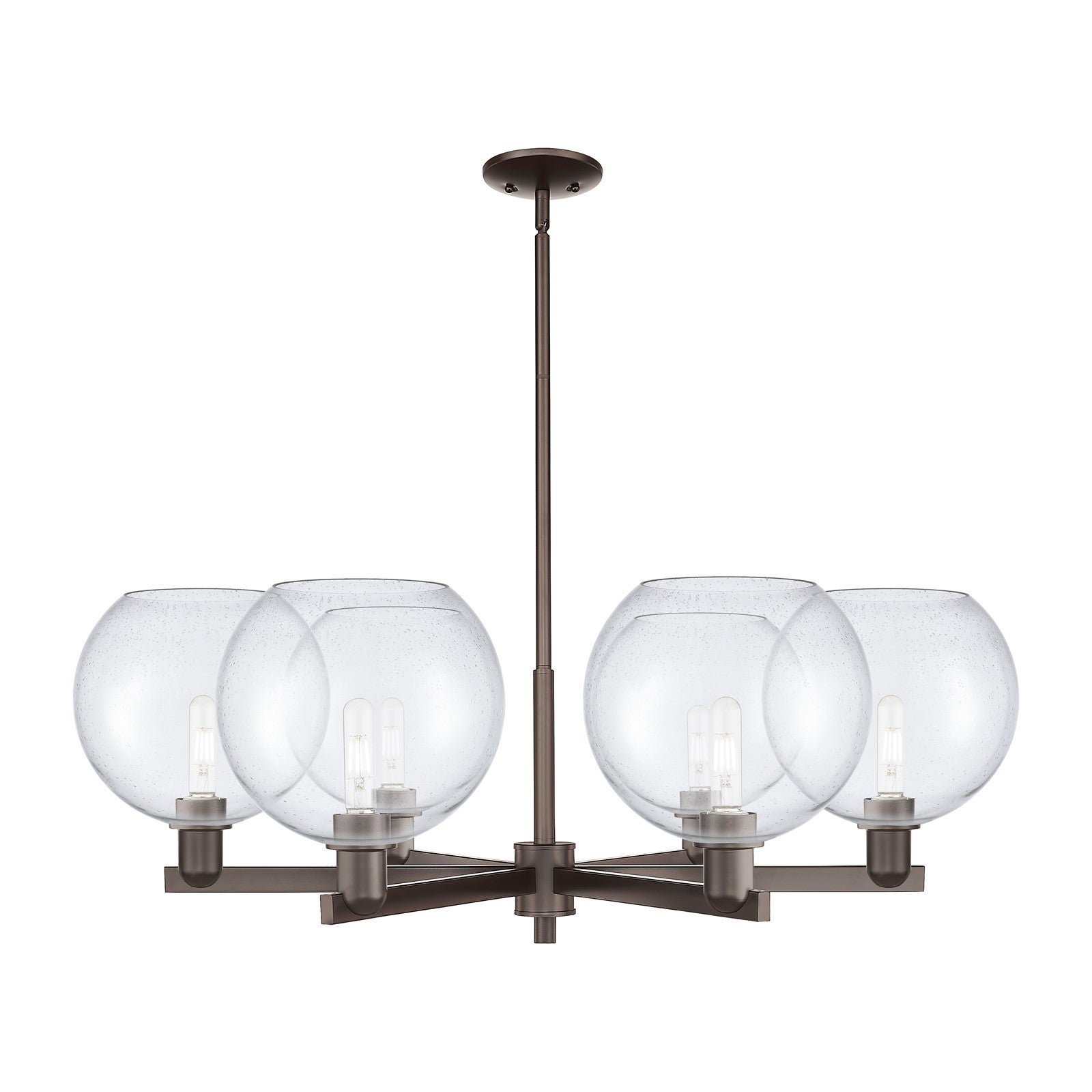 Innovations Athens 40in 6-Light Chandelier | Industrial Oil Rubbed Bronze Steel and Seedy Glass | Dining Room & Living Room | Model 716-6CR-OB-G124-10