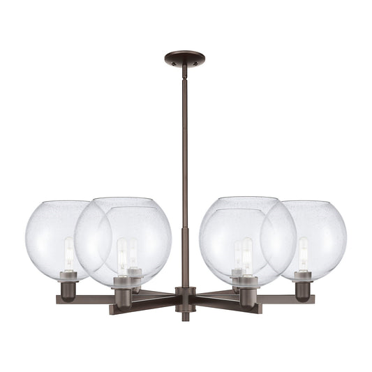 Innovations Athens 40in 6-Light Chandelier | Industrial Oil Rubbed Bronze Steel and Seedy Glass | Dining Room & Living Room | Model 716-6CR-OB-G124-10