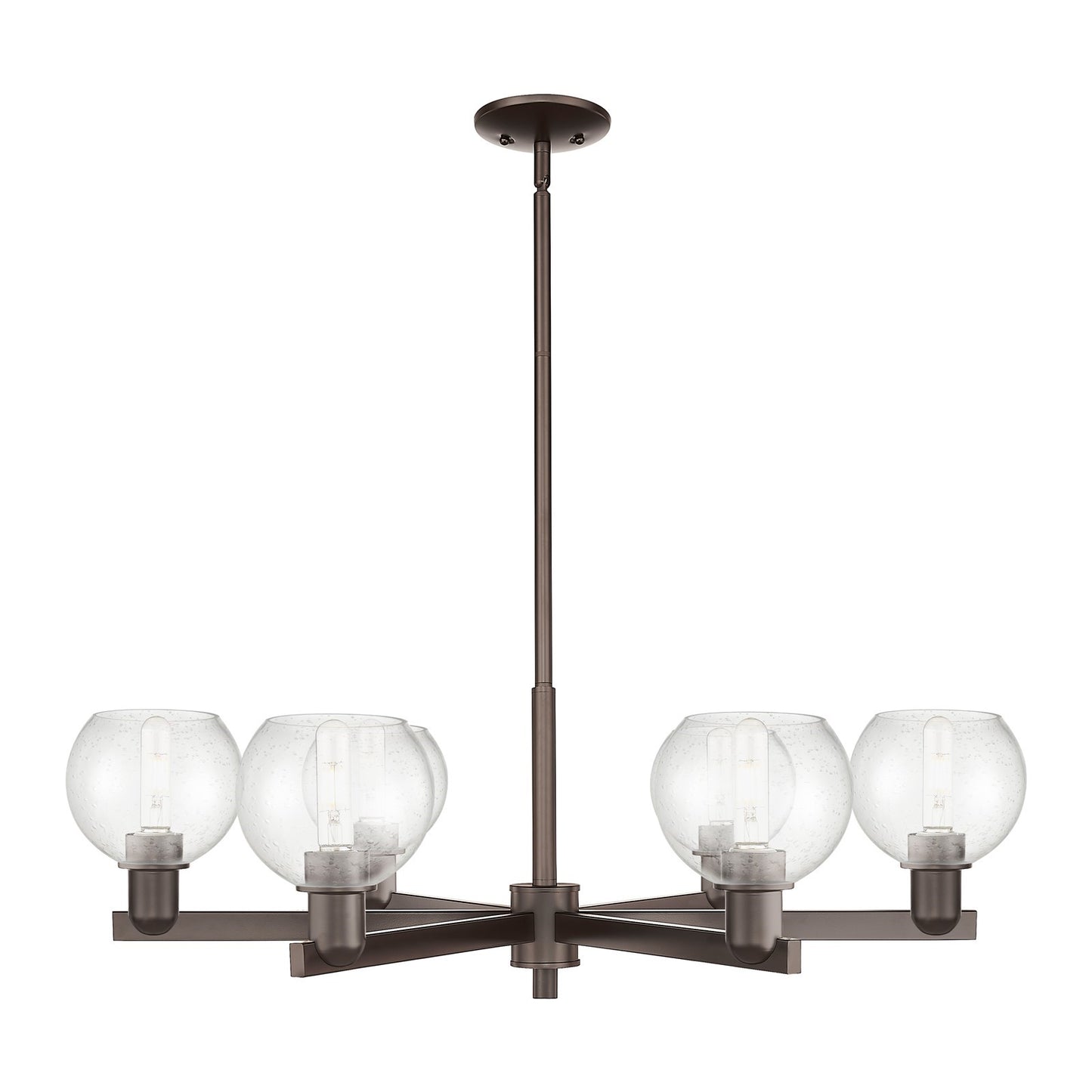 Innovations Athens 36in 6-Light Chandelier | Industrial Oil Rubbed Bronze Steel and Seedy Glass | Dining Room & Living Room | Model 716-6CR-OB-G124-6