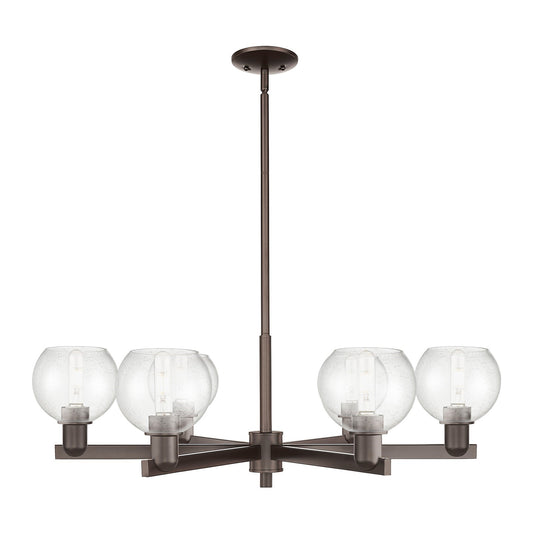 Innovations Athens 36in 6-Light Chandelier | Industrial Oil Rubbed Bronze Steel and Seedy Glass | Dining Room & Living Room | Model 716-6CR-OB-G124-6