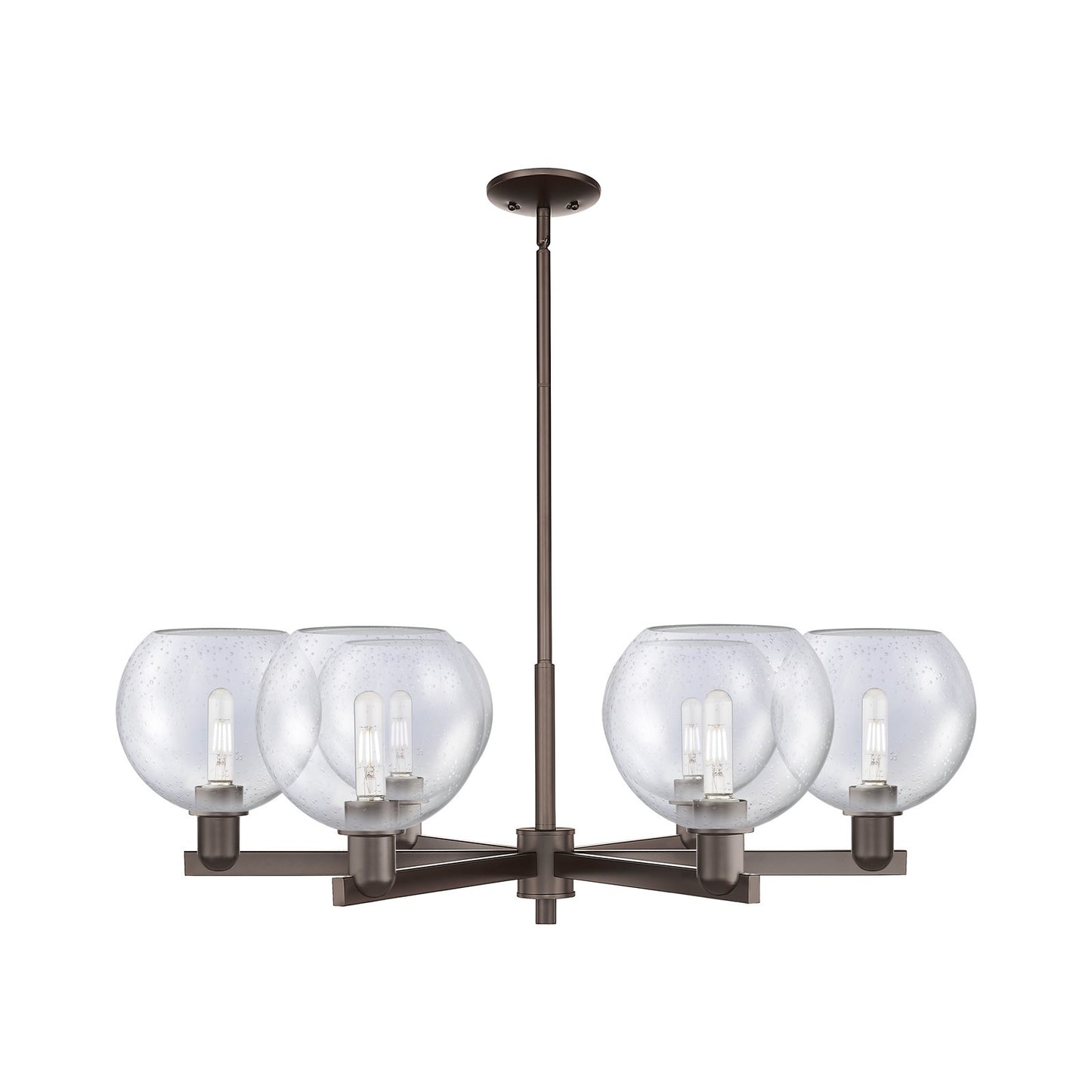 Innovations Athens 38in 6-Light Chandelier | Industrial Oil Rubbed Bronze Steel and Seedy Glass | Dining Room & Living Room | Model 716-6CR-OB-G124-8