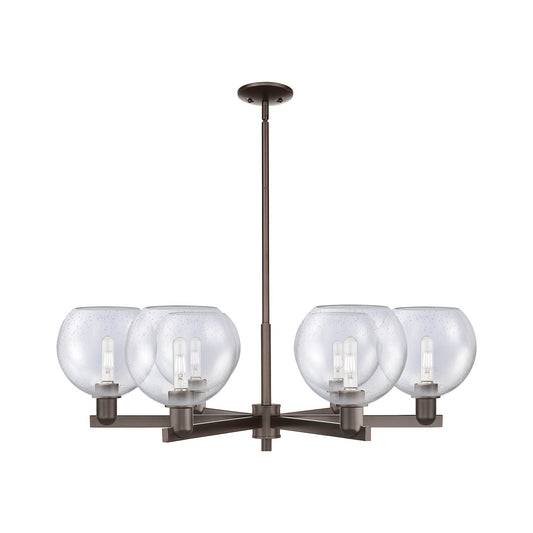 Innovations Athens 38in 6-Light Chandelier | Industrial Oil Rubbed Bronze Steel and Seedy Glass | Dining Room & Living Room | Model 716-6CR-OB-G124-8