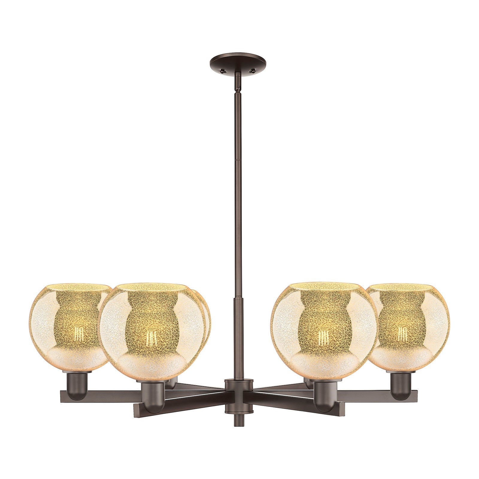 Innovations Athens 38in 6-Light Chandelier | Industrial Oil Rubbed Bronze Steel and Mercury Glass | Dining Room & Living Room | Model 716-6CR-OB-G128-8