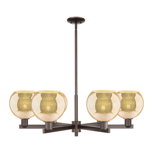 Innovations Athens 38in 6-Light Chandelier | Industrial Oil Rubbed Bronze Steel and Mercury Glass | Dining Room & Living Room | Model 716-6CR-OB-G128-8