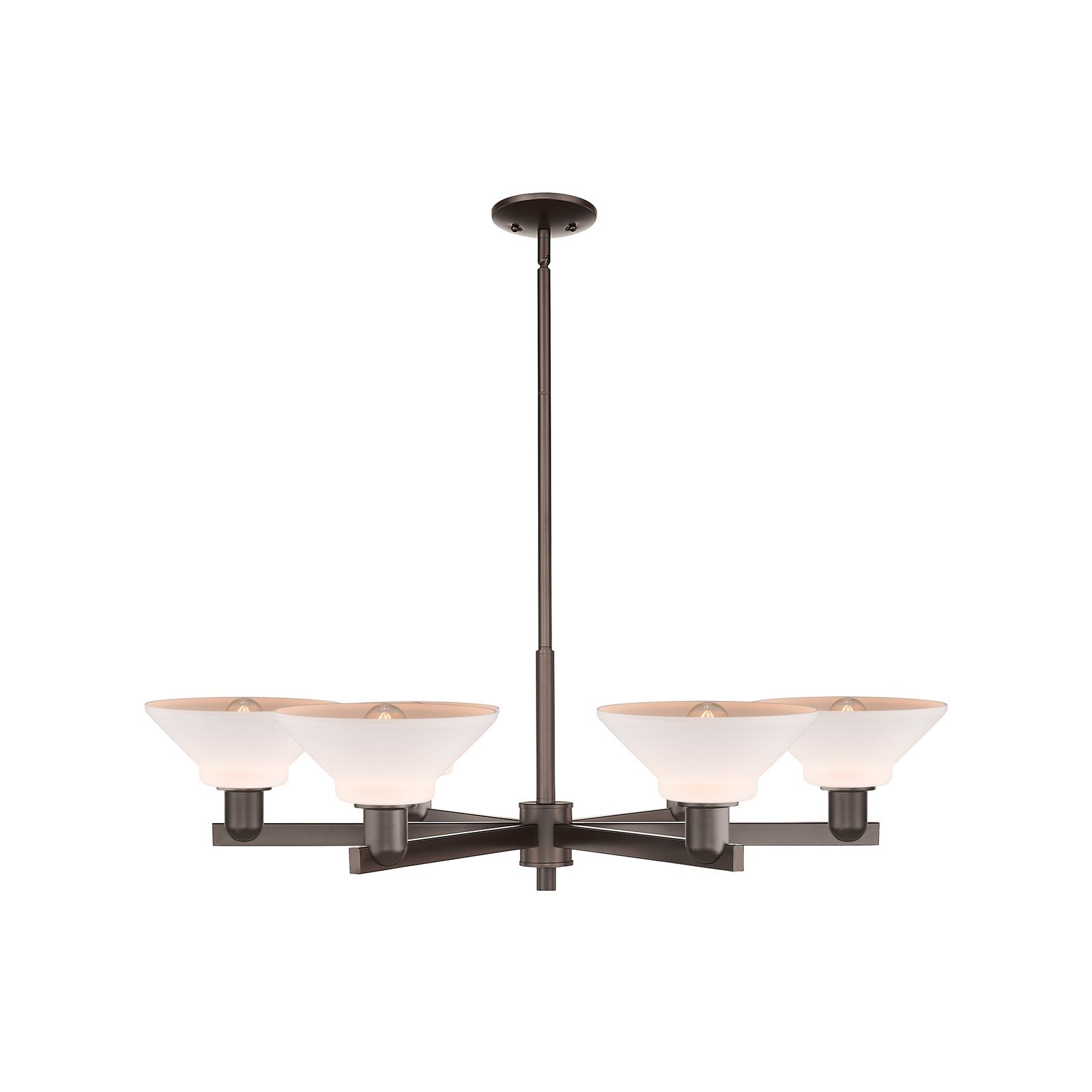 Innovations Orwell 38in 6-Light Chandelier | Industrial Oil Rubbed Bronze Steel and Matte White Glass | Dining Room & Living Room | Model 716-6CR-OB-G131