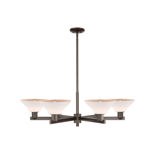Innovations Orwell 38in 6-Light Chandelier | Industrial Oil Rubbed Bronze Steel and Matte White Glass | Dining Room & Living Room | Model 716-6CR-OB-G131