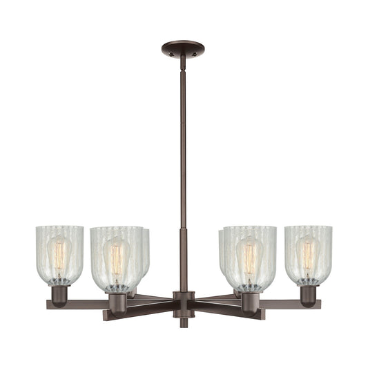 Innovations Caledonia 35in 6-Light Chandelier | Industrial Oil Rubbed Bronze Steel and Mouchette Glass | Kitchen Island & Dining | Model 716-6CR-OB-G2511