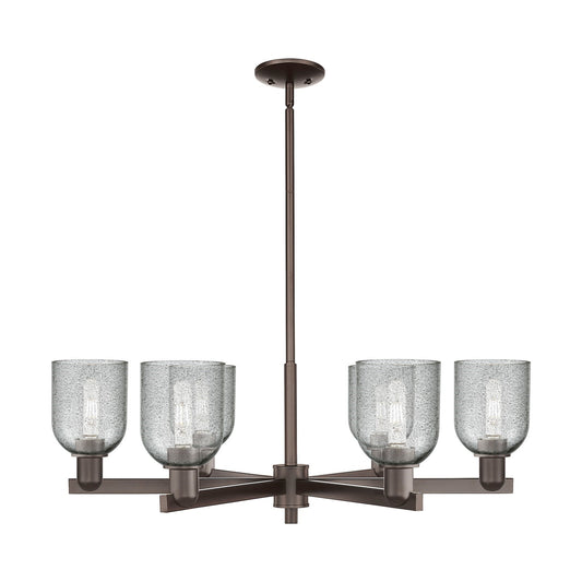 Innovations Caledonia 35in 6-Light Chandelier | Industrial Oil Rubbed Bronze Steel and Charcoal Glass | Kitchen Island & Dining | Model 716-6CR-OB-G257