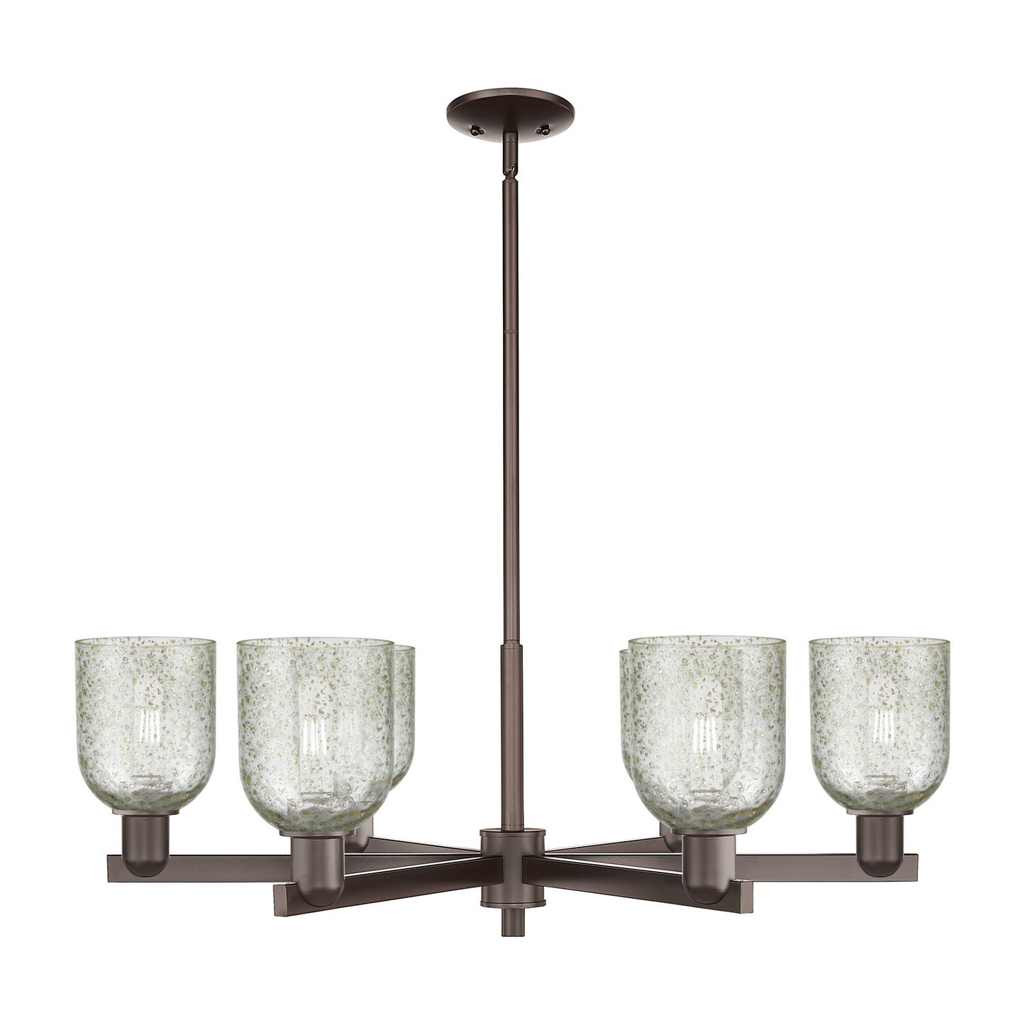 Innovations Caledonia 35in 6-Light Chandelier | Industrial Oil Rubbed Bronze Steel and Mica Glass | Dining Room & Living Room | Model 716-6CR-OB-G259