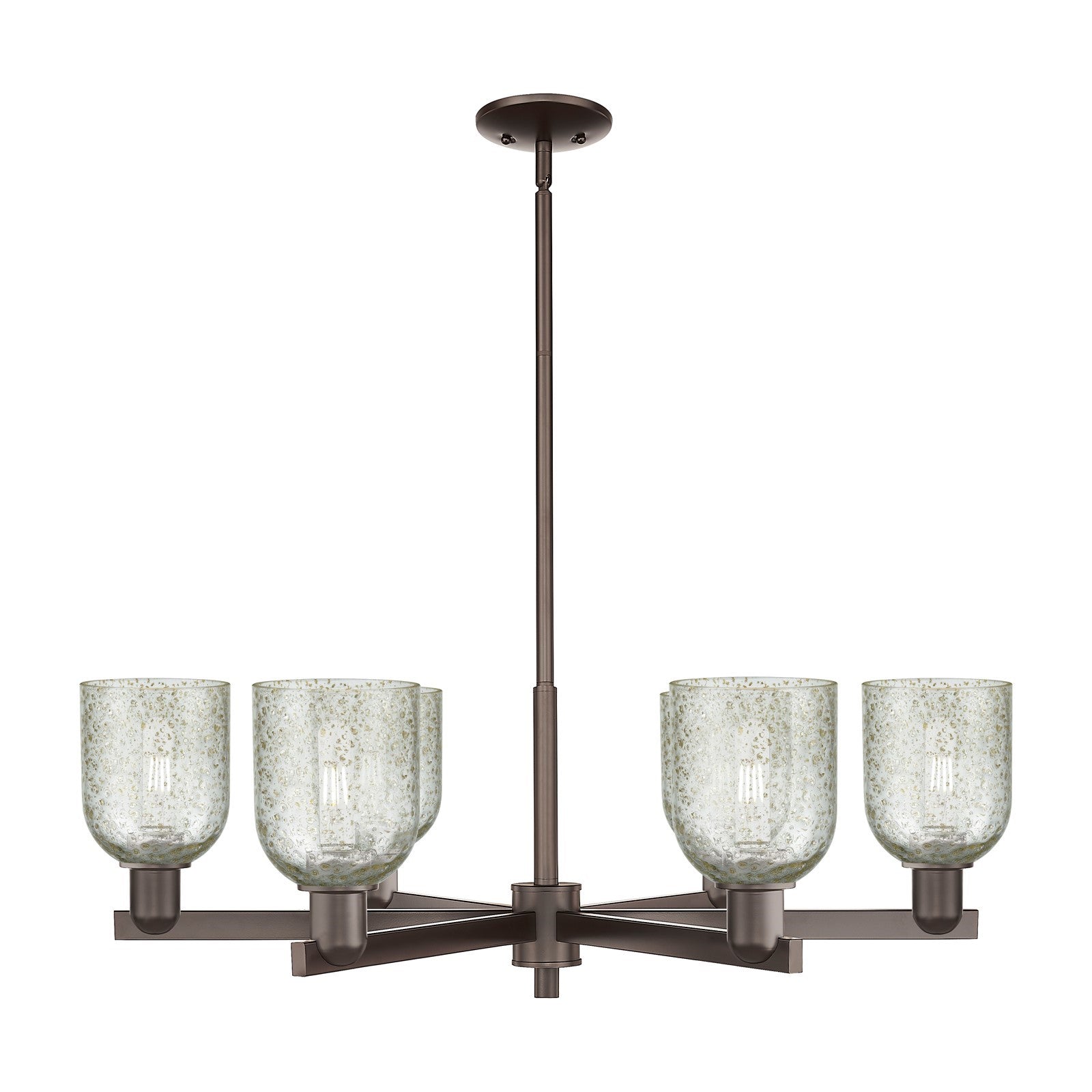 Innovations Caledonia 35in 6-Light Chandelier | Industrial Oil Rubbed Bronze Steel and Mica Glass | Dining Room & Living Room | Model 716-6CR-OB-G259