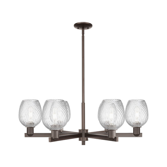 Innovations Salina 35.5in 6-Light Chandelier | Industrial Oil Rubbed Bronze Steel and Clear Spiral Fluted Glass | Dining Room & | Model 716-6CR-OB-G292