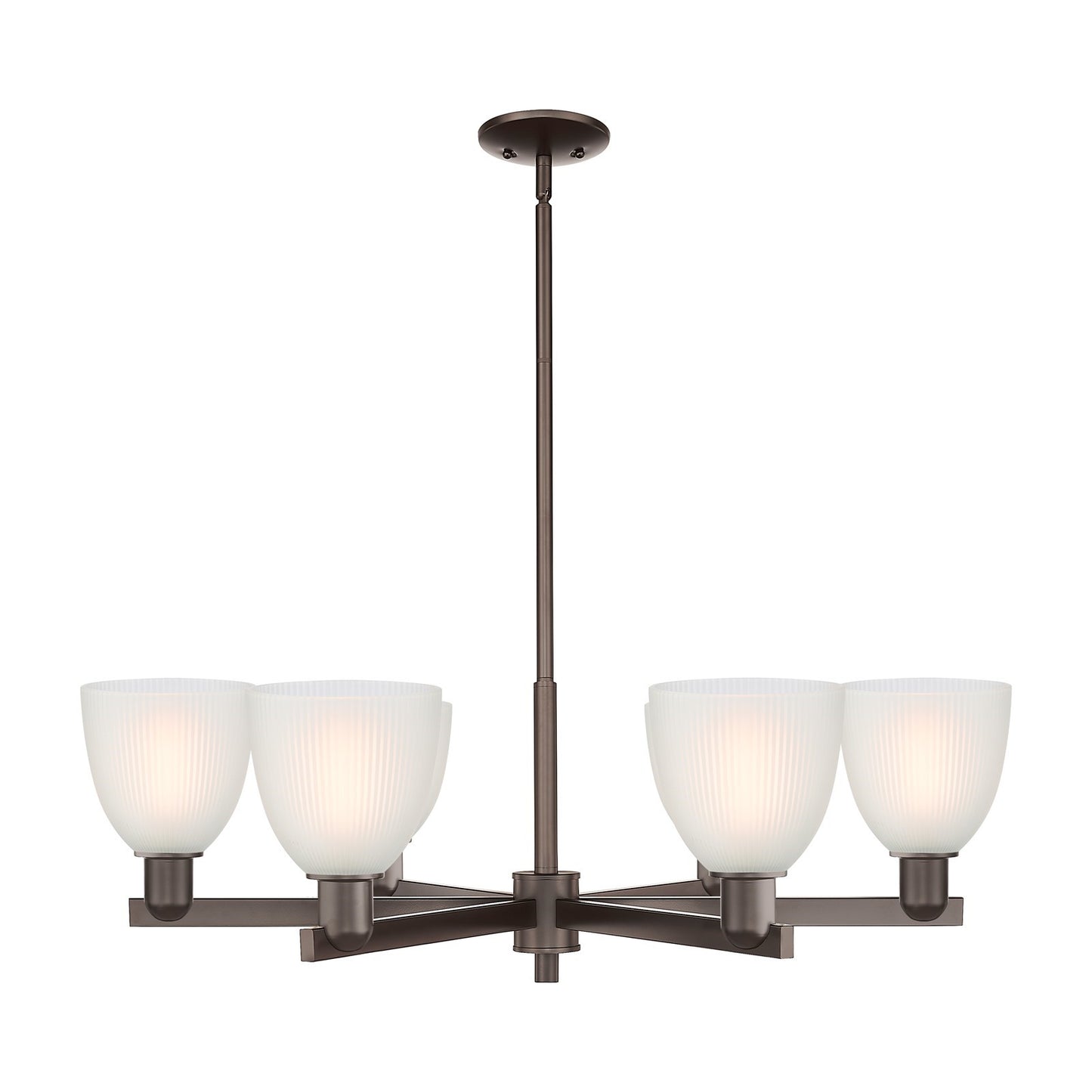 Innovations Castile 36in 6-Light Chandelier | Industrial Oil Rubbed Bronze Steel and White Glass | Dining Room & Living Room | Model 716-6CR-OB-G381
