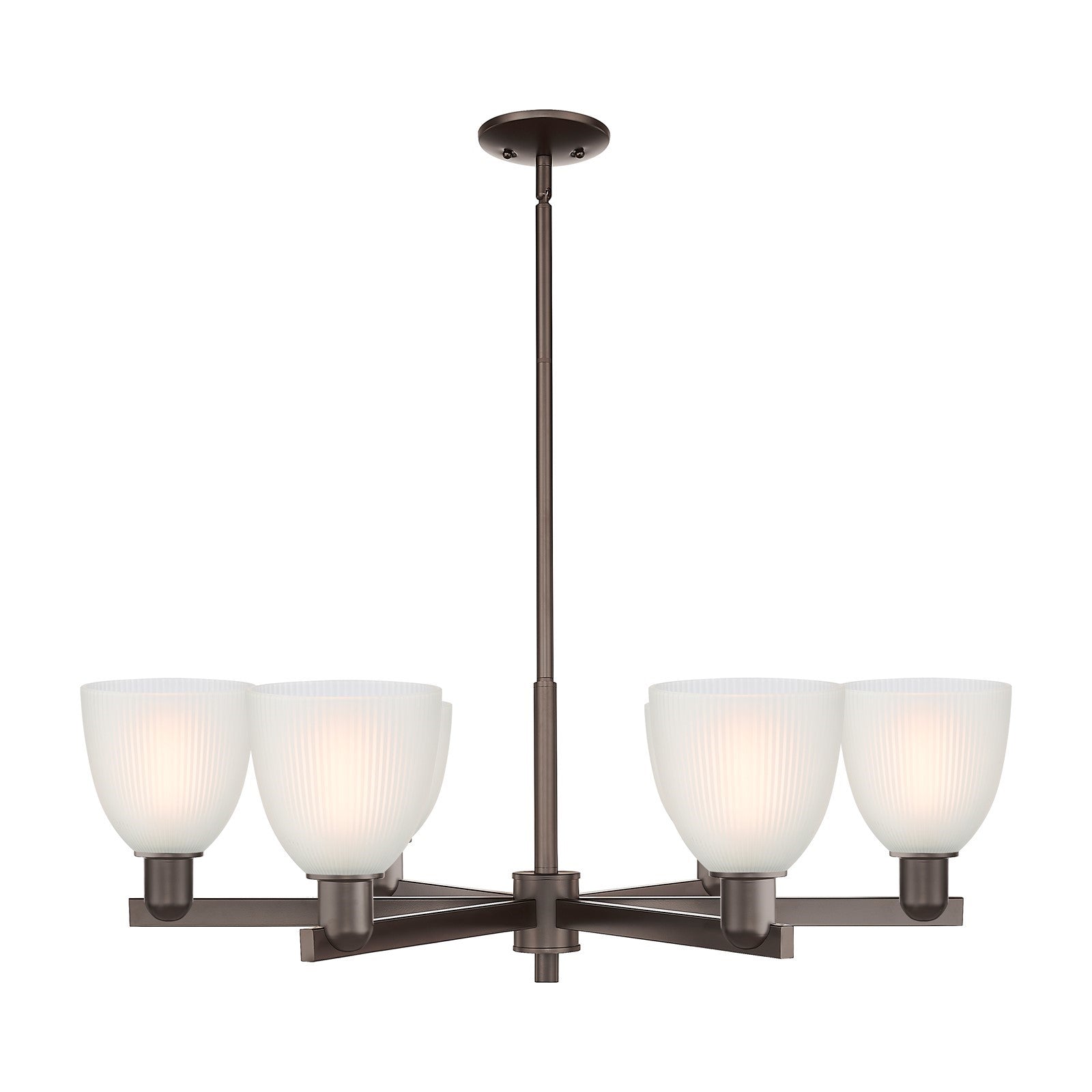Innovations Castile 36in 6-Light Chandelier | Industrial Oil Rubbed Bronze Steel and White Glass | Dining Room & Living Room | Model 716-6CR-OB-G381