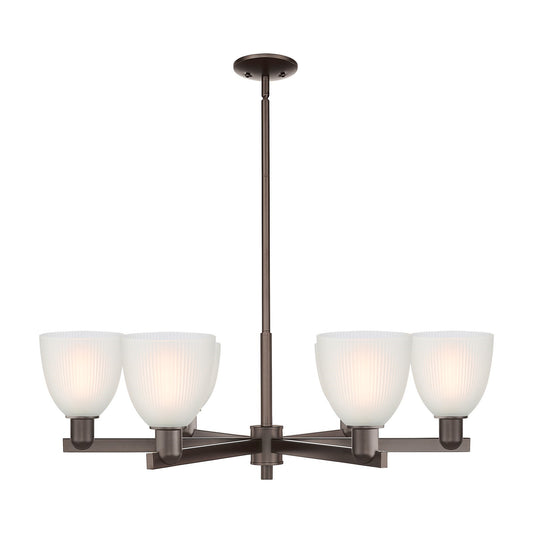 Innovations Castile 36in 6-Light Chandelier | Industrial Oil Rubbed Bronze Steel and White Glass | Dining Room & Living Room | Model 716-6CR-OB-G381