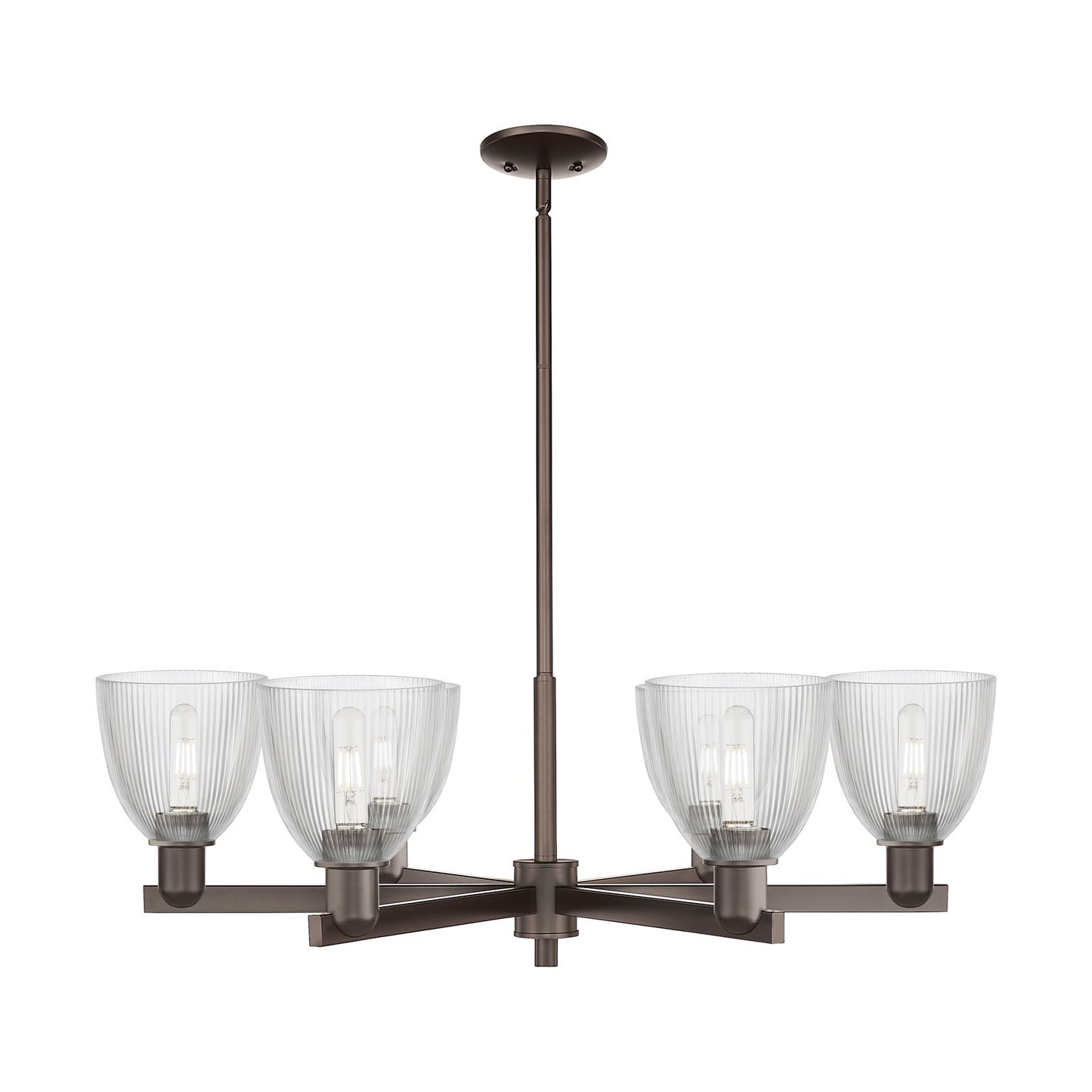 Innovations Castile 36in 6-Light Chandelier | Industrial Oil Rubbed Bronze Steel and Clear Glass | Dining Room & Living Room | Model 716-6CR-OB-G382