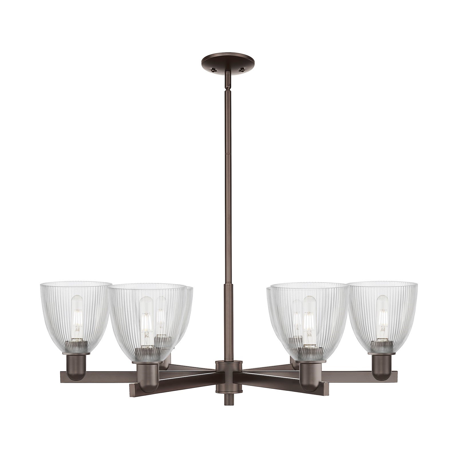 Innovations Castile 36in 6-Light Chandelier | Industrial Oil Rubbed Bronze Steel and Clear Glass | Dining Room & Living Room | Model 716-6CR-OB-G382