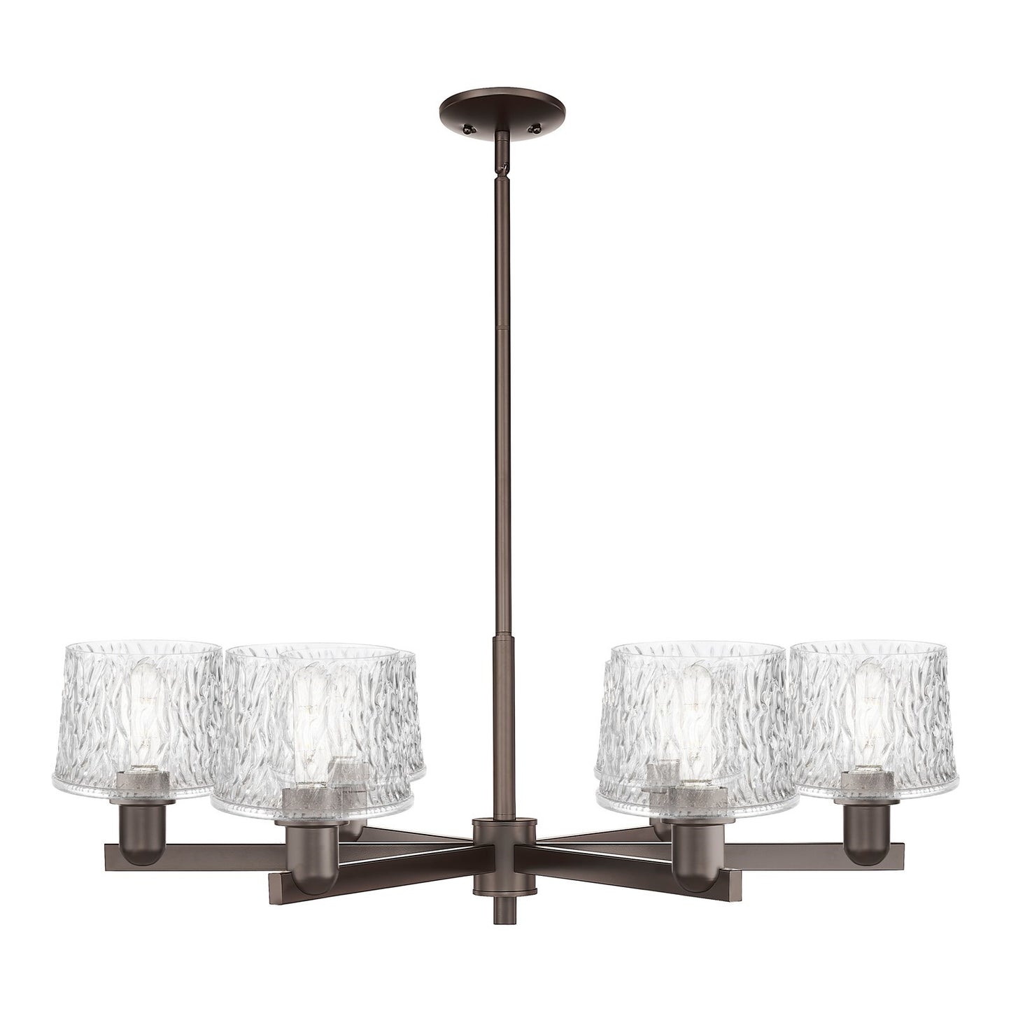 Innovations Niagara 36in 6-Light Chandelier | Industrial Oil Rubbed Bronze Steel and Clear Glass | Dining Room & Living Room | Model 716-6CR-OB-G402