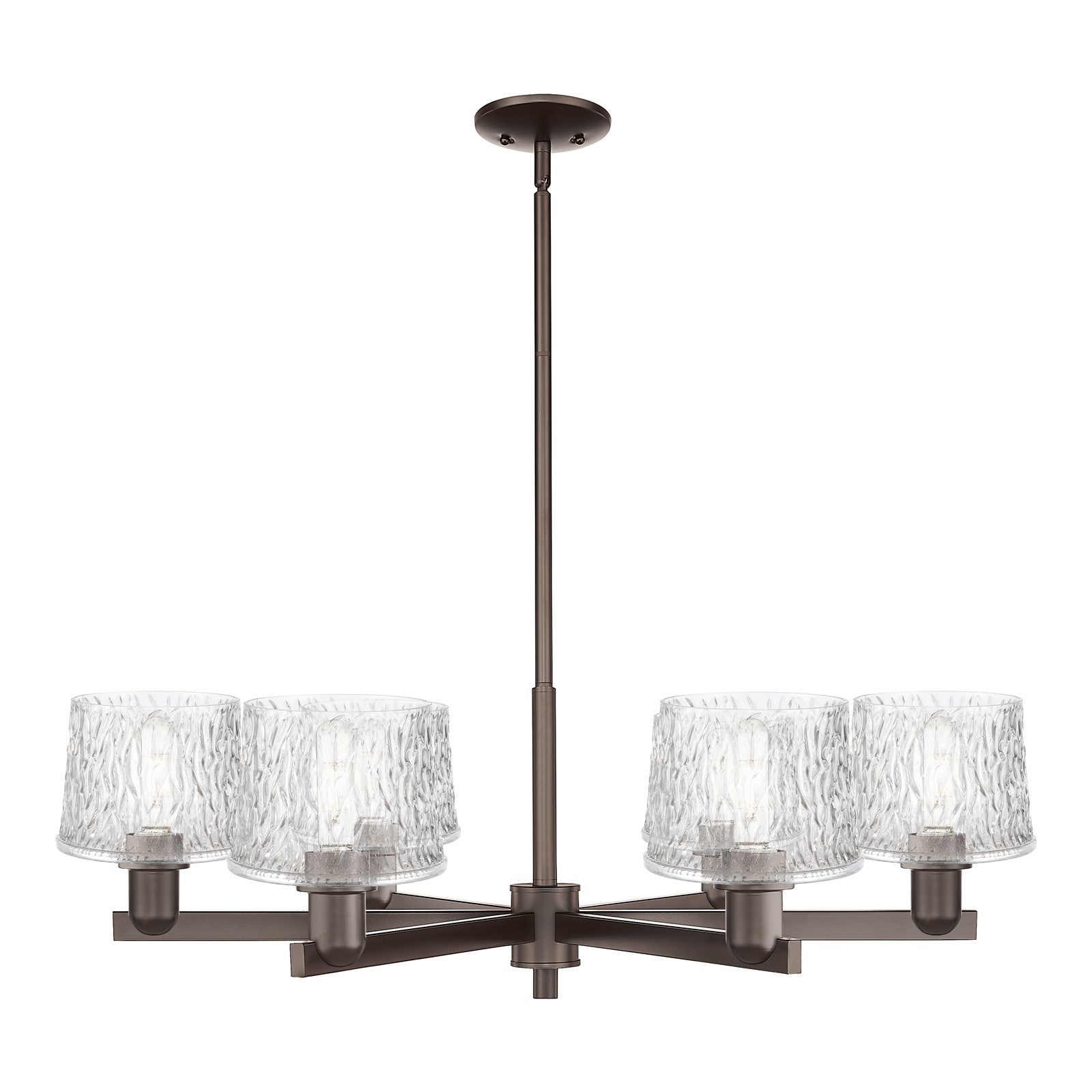 Innovations Niagara 36in 6-Light Chandelier | Industrial Oil Rubbed Bronze Steel and Clear Glass | Dining Room & Living Room | Model 716-6CR-OB-G402