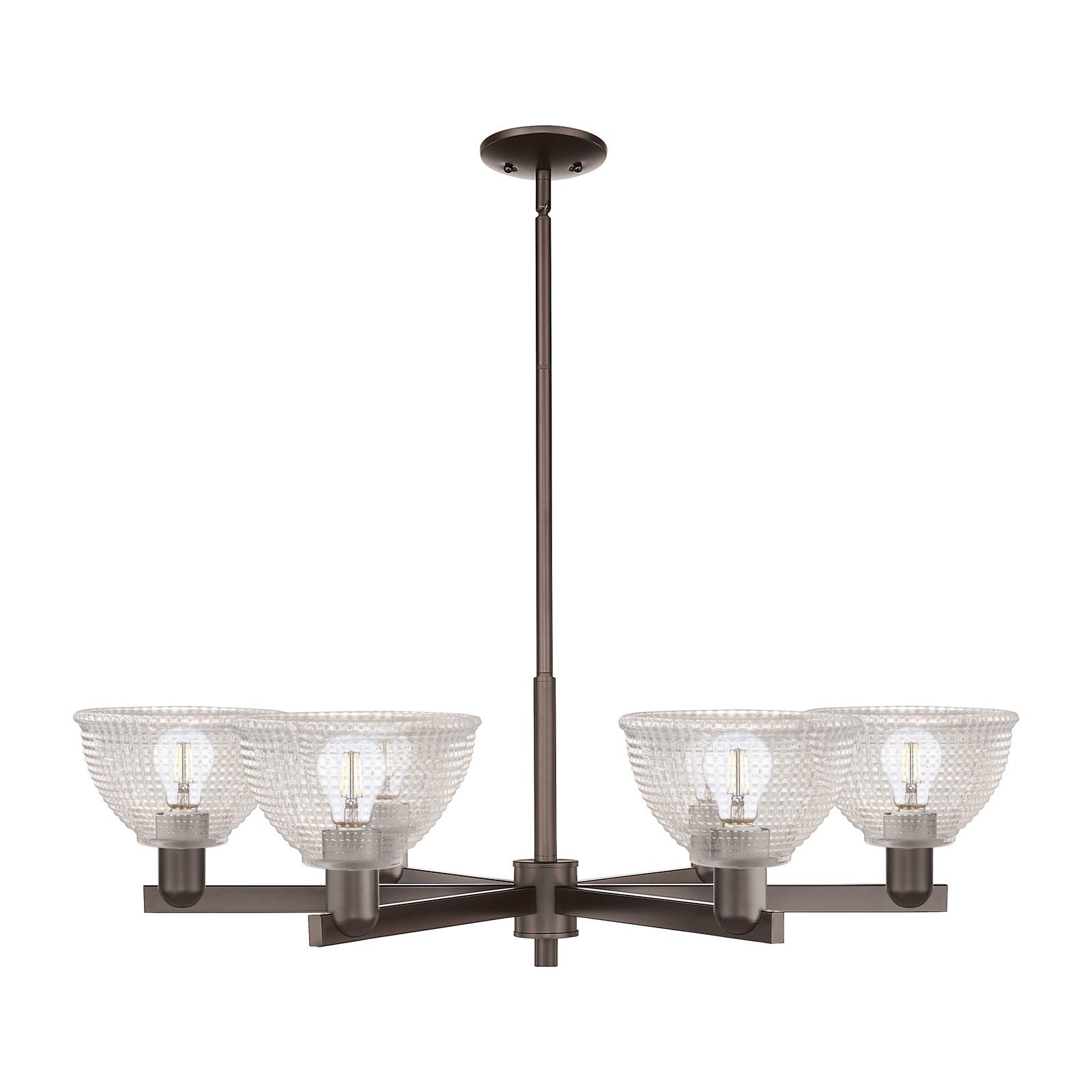Innovations Arietta 38in 6-Light Chandelier | Industrial Oil Rubbed Bronze Steel and Clear Glass | Dining Room & Living Room | Model 716-6CR-OB-G422