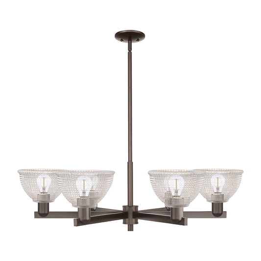 Innovations Arietta 38in 6-Light Chandelier | Industrial Oil Rubbed Bronze Steel and Clear Glass | Dining Room & Living Room | Model 716-6CR-OB-G422