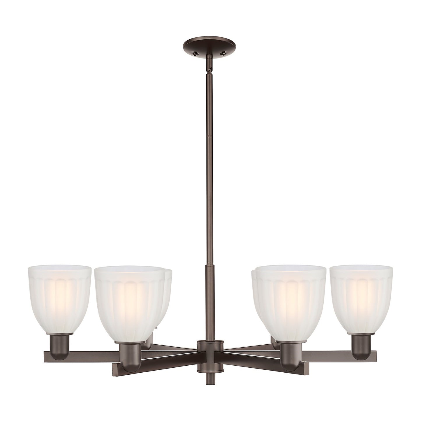 Innovations Brookfield 36in 6-Light Chandelier | Industrial Oil Rubbed Bronze Steel and White Frosted Glass | Dining Room & Living | Model 716-6CR-OB-G441