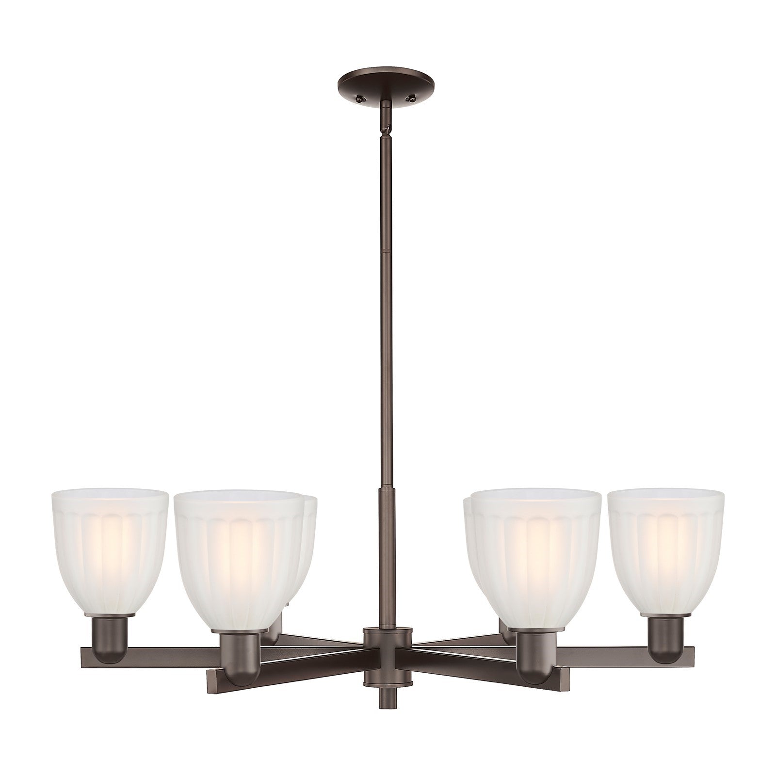 Innovations Brookfield 36in 6-Light Chandelier | Industrial Oil Rubbed Bronze Steel and White Frosted Glass | Dining Room & Living | Model 716-6CR-OB-G441